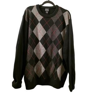 Jos. A.Bank Lambswool Argyle Pullover Knit Sweater Crewneck Sz XL Grandpa Preppy
